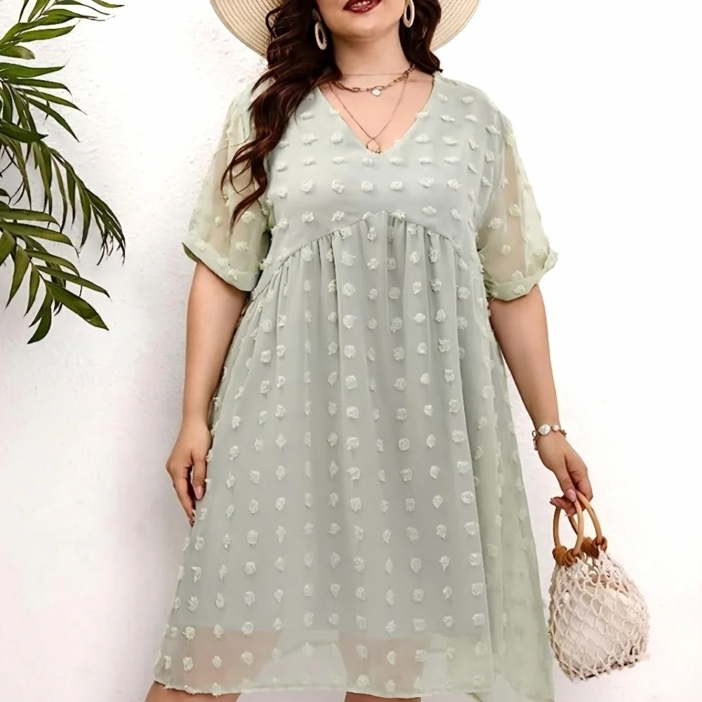 Hbeyyto Light Green Textured Dress Size 3XL - Picture 1 of 10